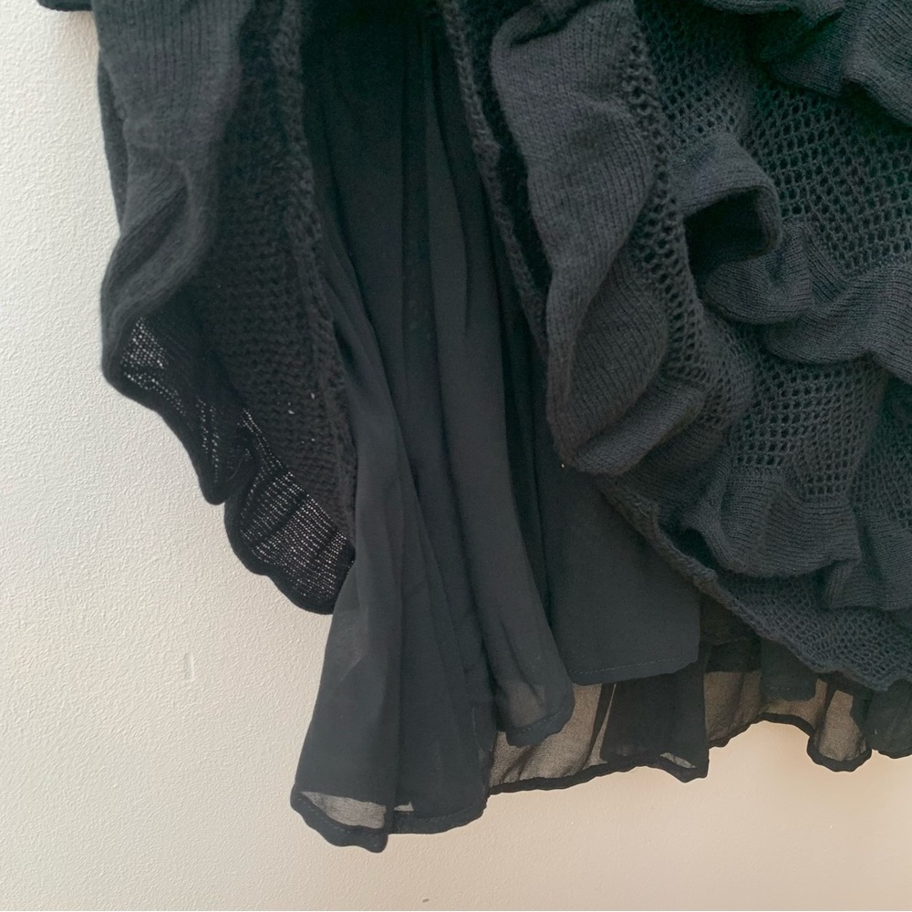 Twin-Set Simona Barbieri Size Small Dress Black Knit Wool Blend Ruffle Mini - Picture 7 of 14